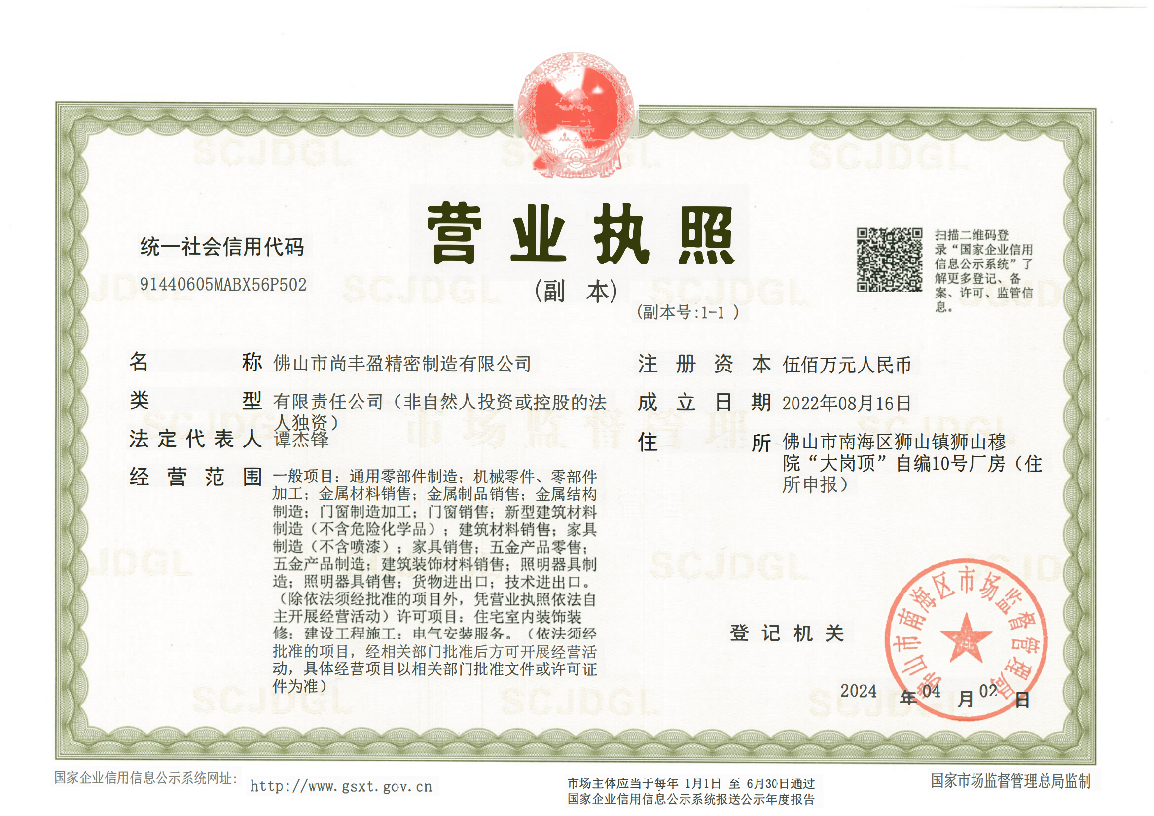 SYHARVEST Business License