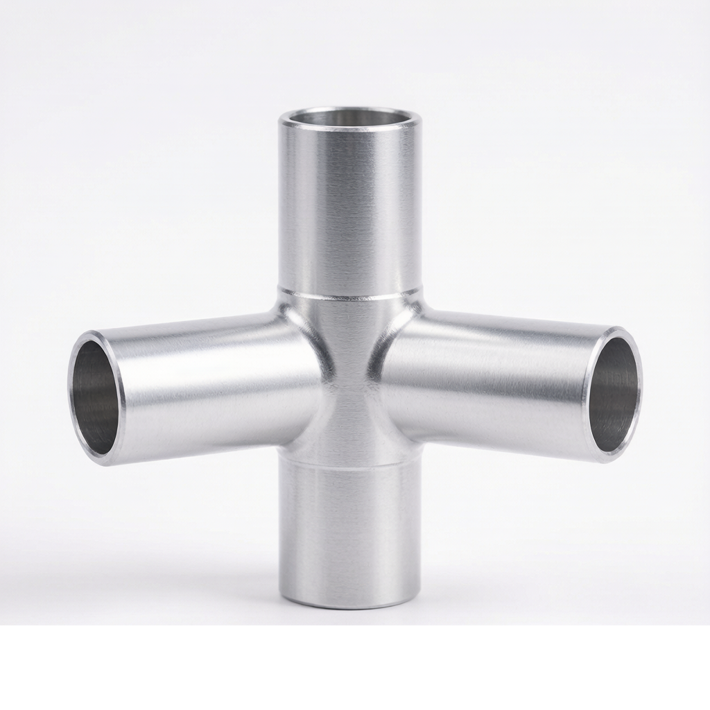 Custom 50mm 3-Way Aluminum Tube Flange Base Internal Thread Thick Profile